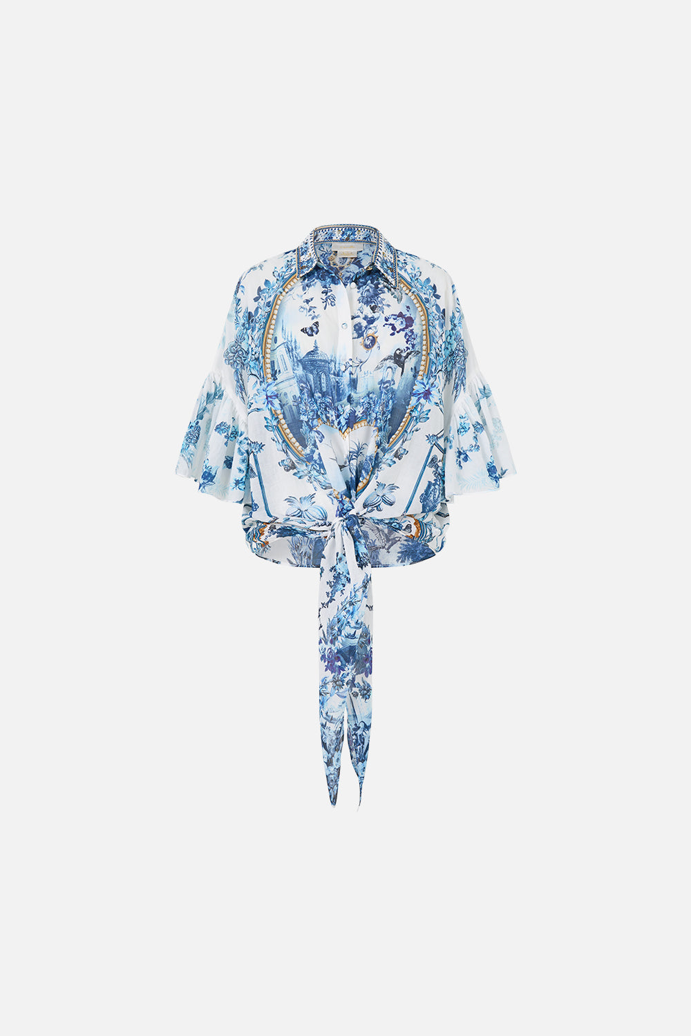 CHEMISE À NŒUD DEVANT AVEC MANCHES À VOLANTS THE PORCELAIN PARLOUR