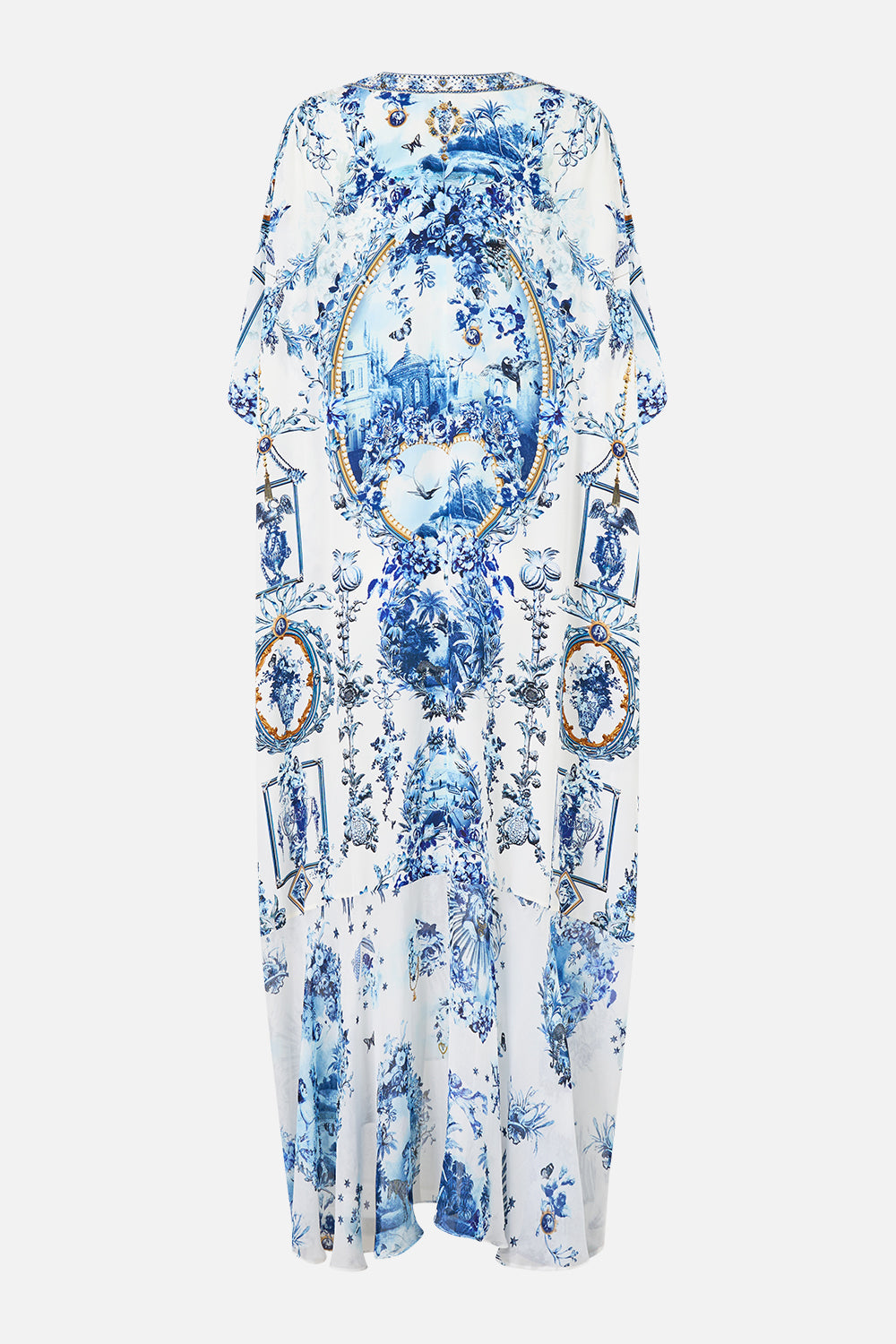 The CAMILLA LACE UP KAFTAN WITH HEM RUFFLE THE PORCELAIN PARLOUR