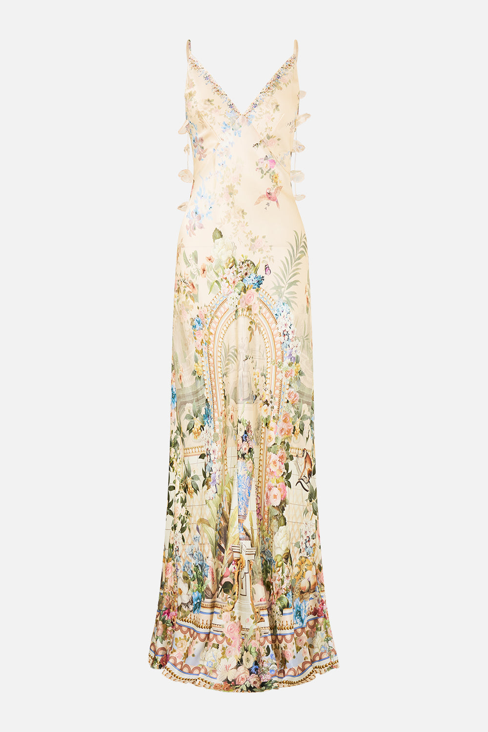 The CAMILLA V NECK FULL LENGTH BIAS SLIP DRESS MIDSUMMER MASTERPIECE