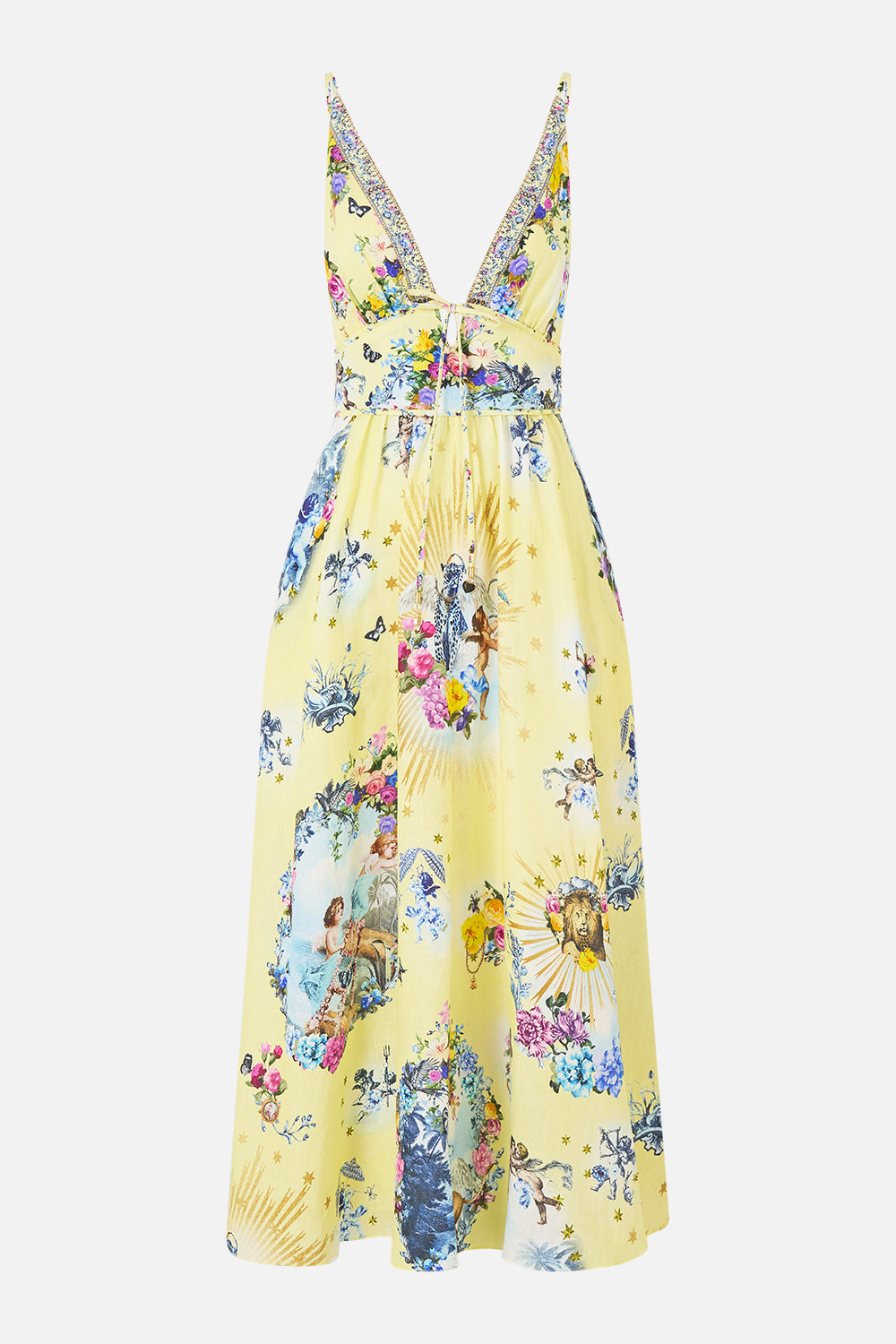 The CAMILLA Waistband Dress With Tie Detail Chinoiserie Child in our Chinoiserie Child print.