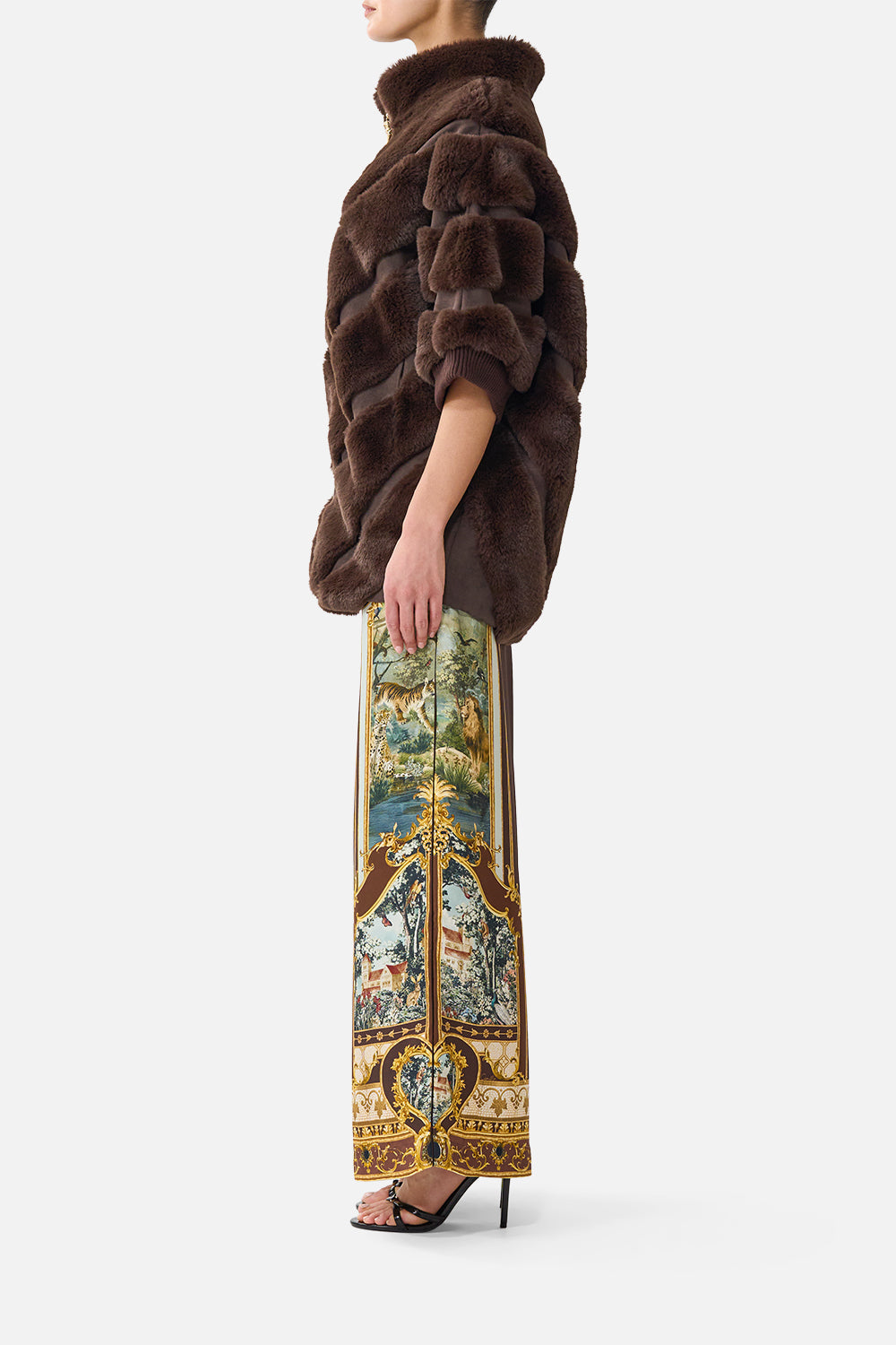 The CAMILLA FAUX FUR STRIPE SLOUCH JACKET ANIMALS IN THE PALACE
