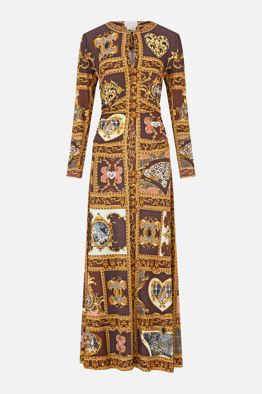 The CAMILLA GATHERED JERSEY LONG DRESS ANIMALS IN THE PALACE
