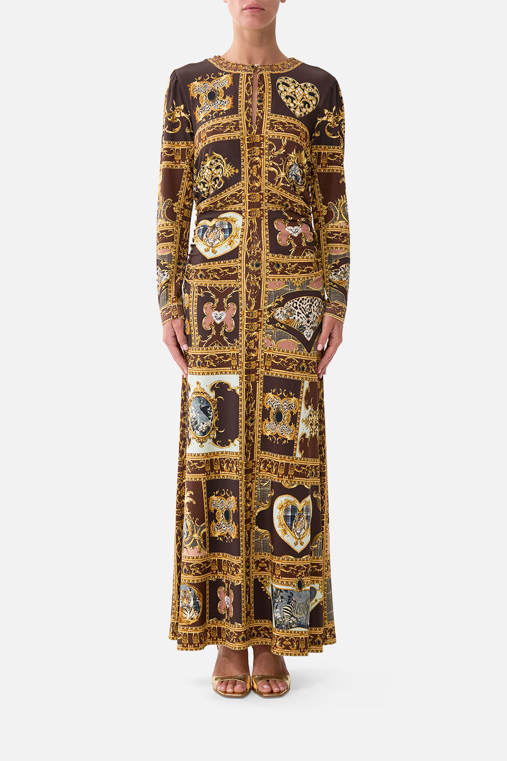 The CAMILLA GATHERED JERSEY LONG DRESS ANIMALS IN THE PALACEANIMALS IN THE PALACE