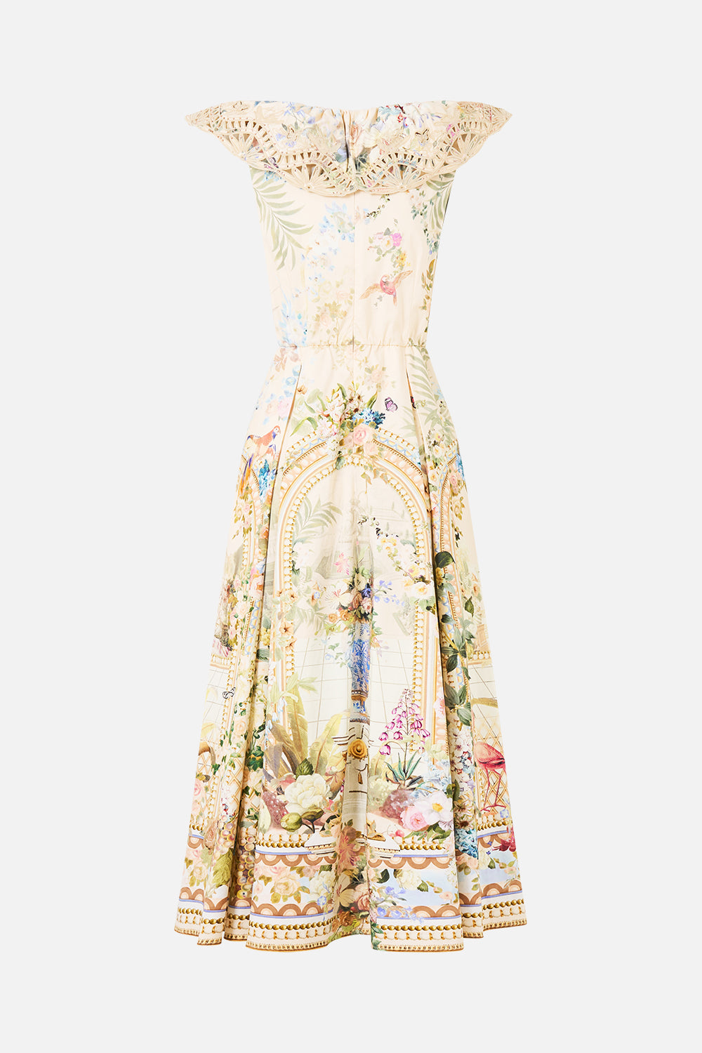 V NECK FRILL MIDI DRESS MIDSUMMER MASTERPIECE