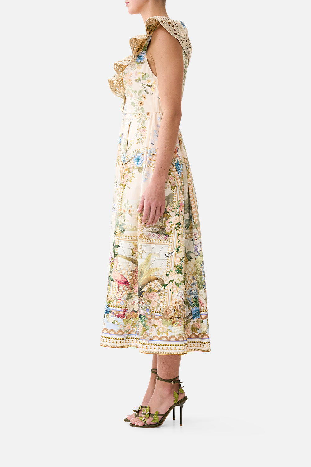 The CAMILLA V NECK FRILL MIDI DRESS MIDSUMMER MASTERPIECE