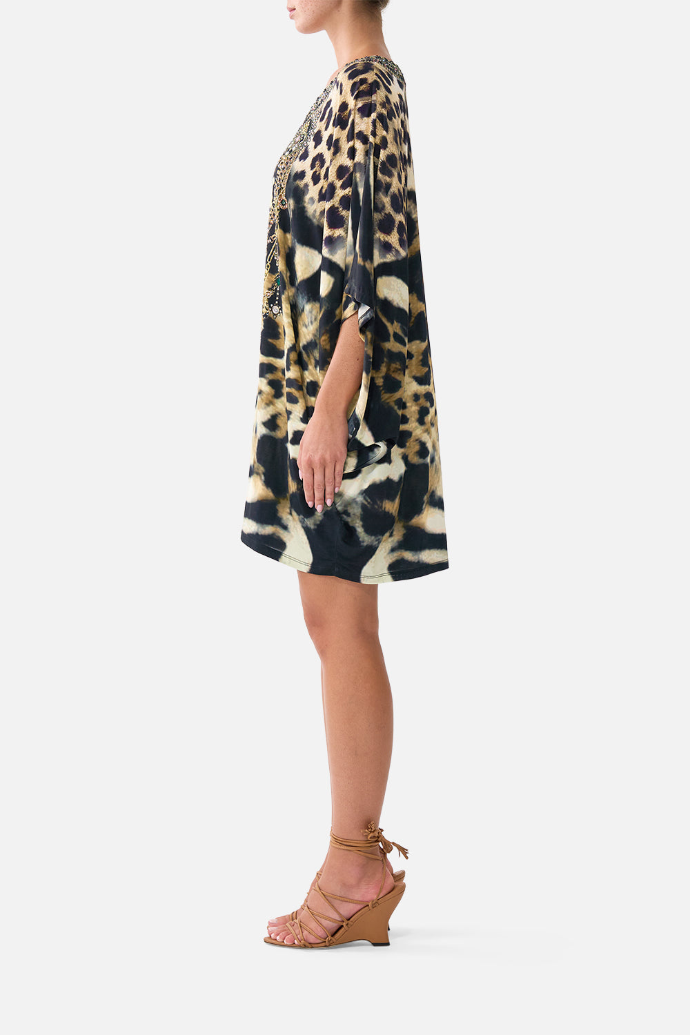 The CAMILLA Bat Sleeve Dress Leotigra Land in our Leotigra Land print.