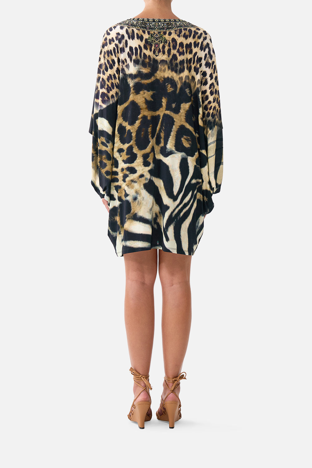 The CAMILLA Bat Sleeve Dress Leotigra Land in our Leotigra Land print.