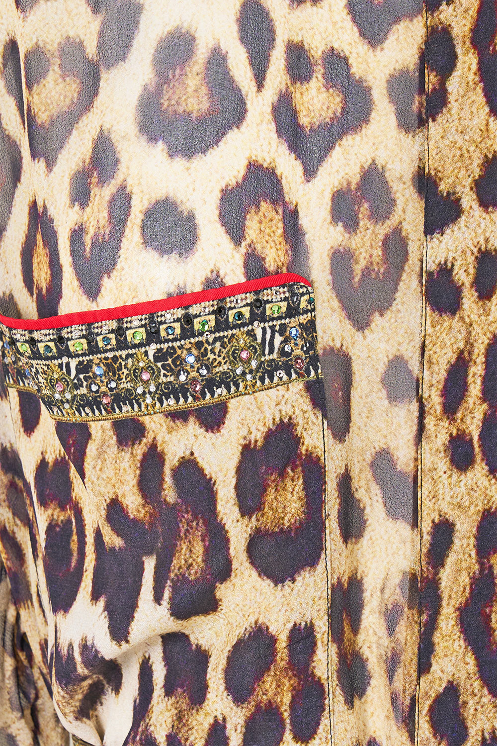 The CAMILLA Button Front Long Dress Leotigra Land in our Leotigra Land print.