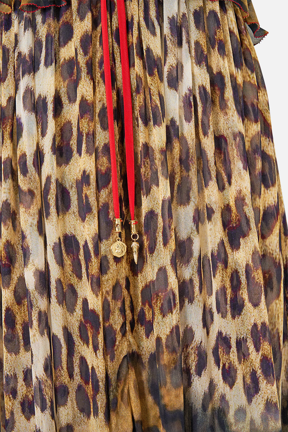 The CAMILLA Frill Bralette Long Dress Leotigra Land in our Leotigra Land print.