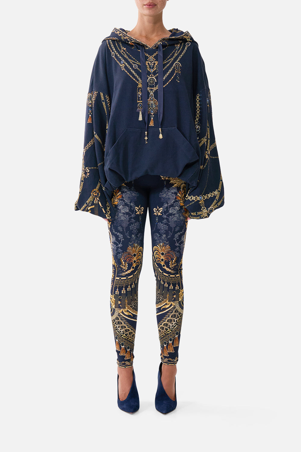 SWEAT À CAPUCHE AMPLE ET DÉCONTRACTÉ ORNÉ DE MOTIFS BAROQUES