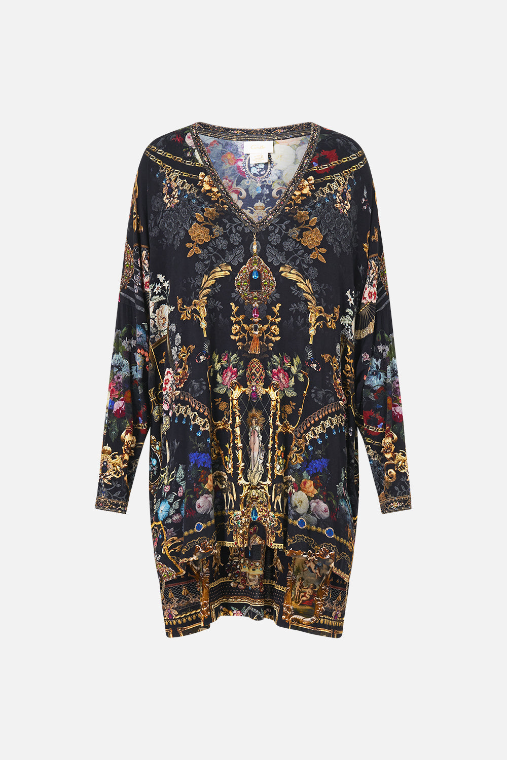 The CAMILLA SIDE SPLIT JERSEY TEE NIGHT GARDEN