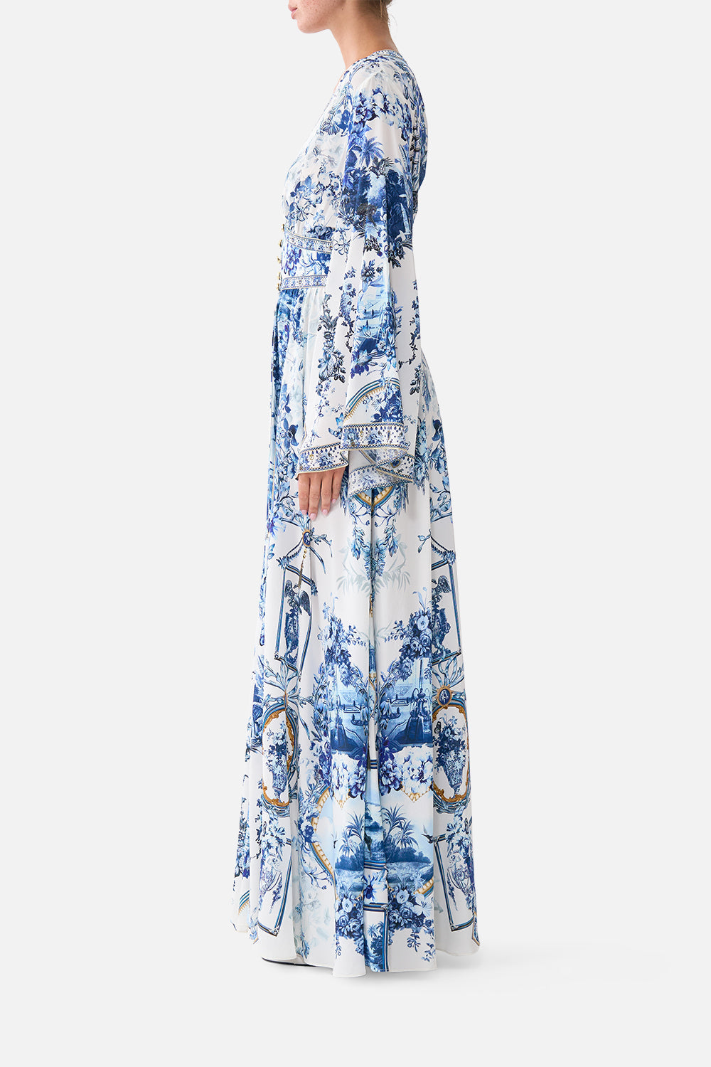 The CAMILLA Kimono Sleeve Dress With Shirring Detail The Porcelain Parlour in our The Porcelain Parlour print.