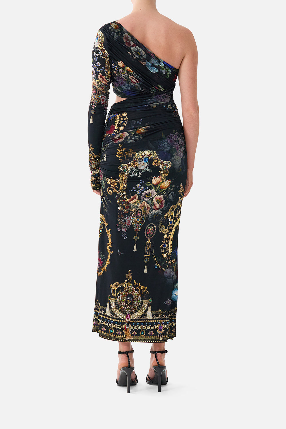 The CAMILLA REVERSIBLE HALTER TIE BACK TOP WILDFLOWER WUNDERLAND in our  print.