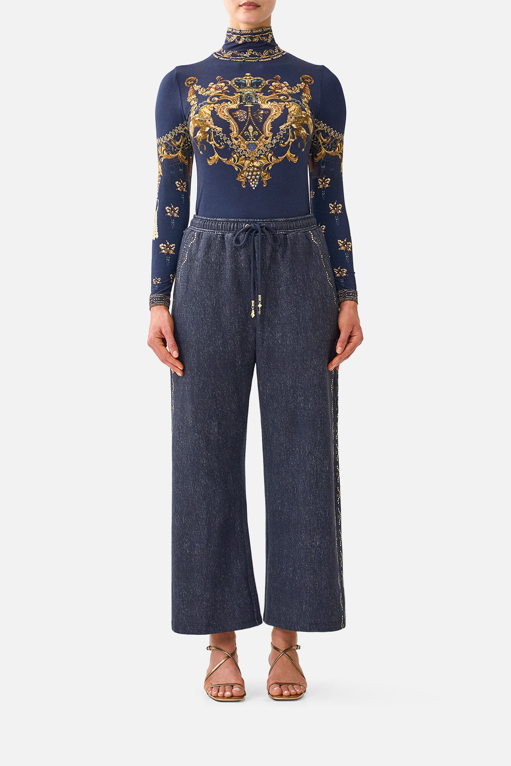 STRAIGHT LEG TRACK PANT CLOAKED IN BAROQUE
