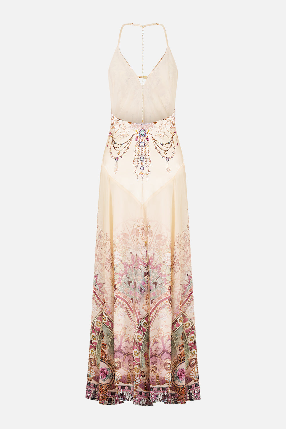 The CAMILLA Hardware Detail Slip Dress in our A Meeting of Masterpieces print, back view.