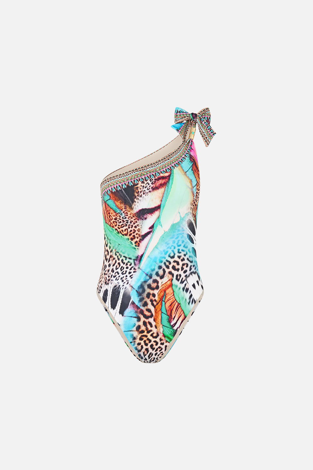 MAILLOT DE BAIN UNE PIÈCE ASYMÉTRIQUE DRAPÉ AVEC NŒUD PAPILLON BOHÈME