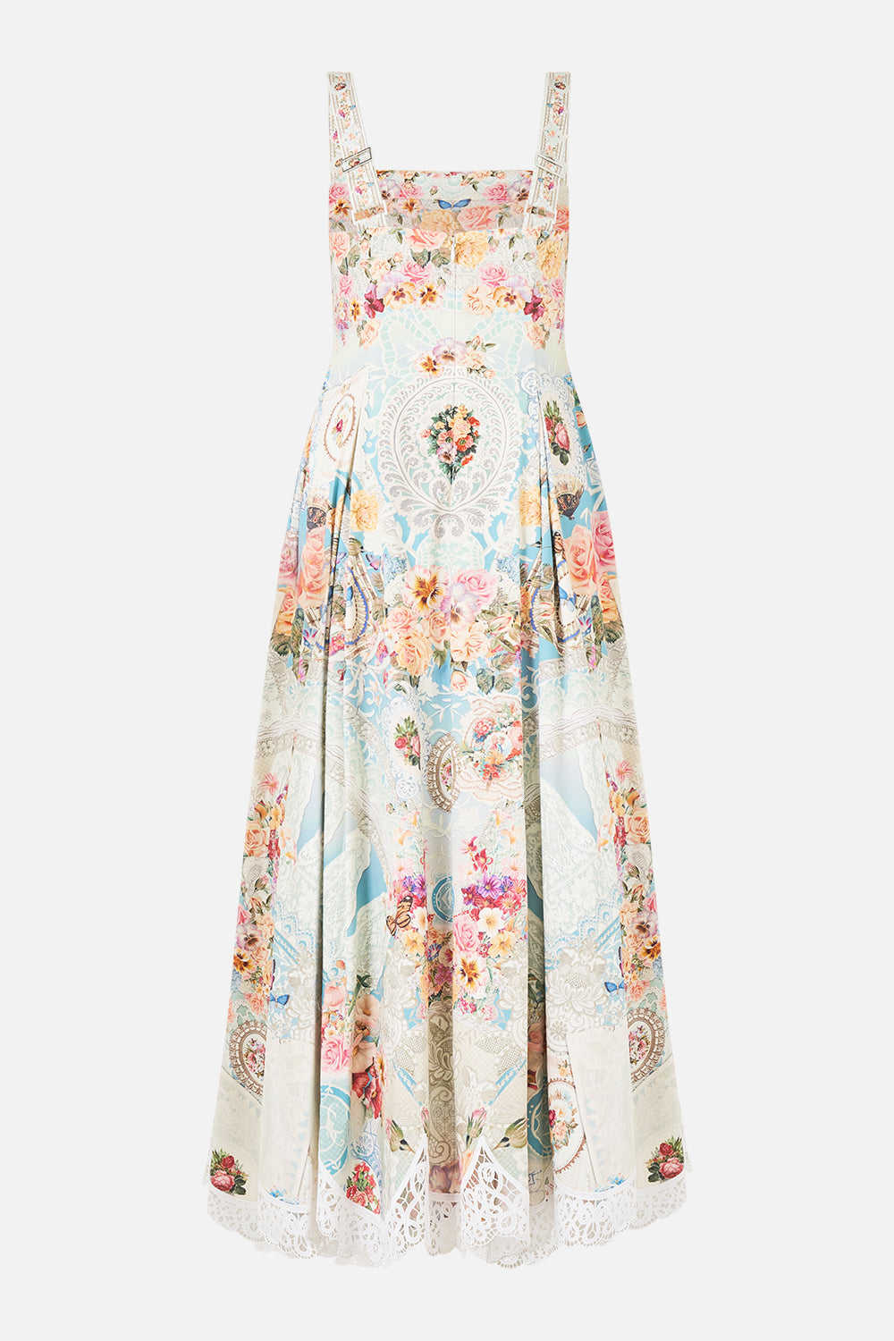 The CAMILLA WAISTBAND DRESS WITH TIE DETAIL MAGIC OF THE MERCADO in our  print.