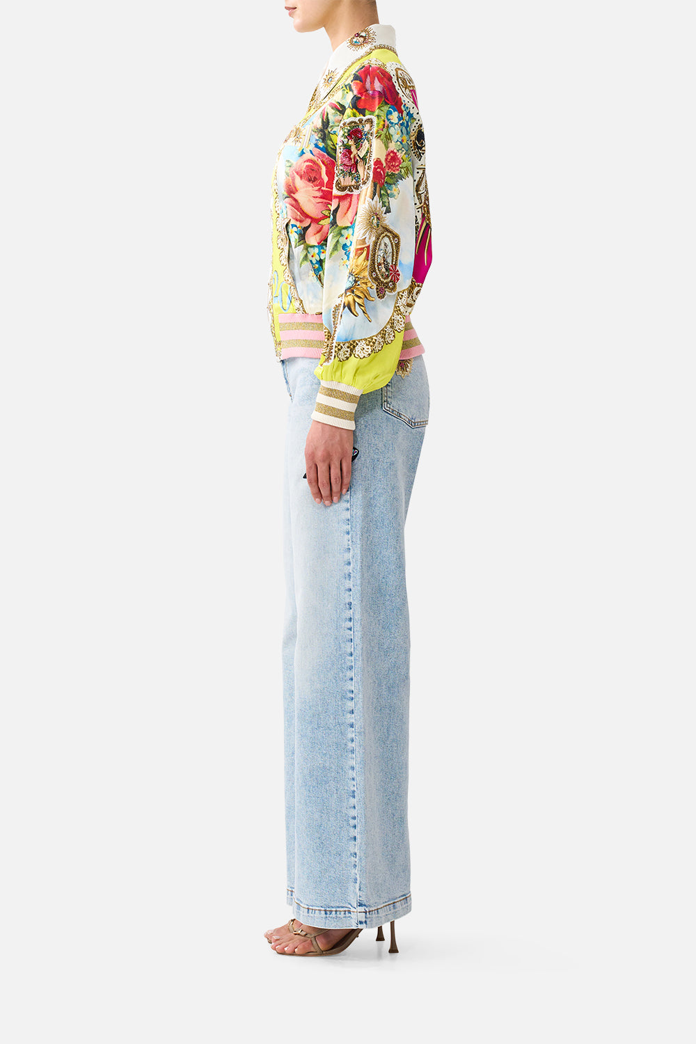 The CAMILLA BOMBER JACKET WITH POCKET DETAILS PAINTED PRAYERS