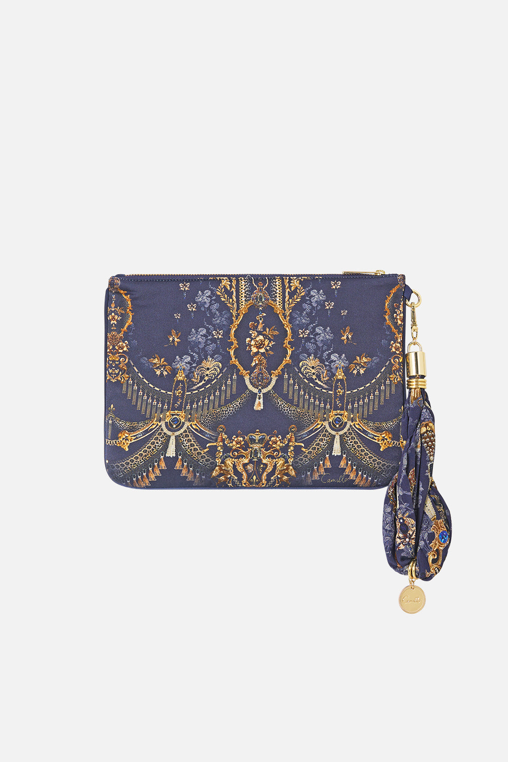 The CAMILLA Scarf Clutch in our Cloaked in Baroque print, fabric detail.