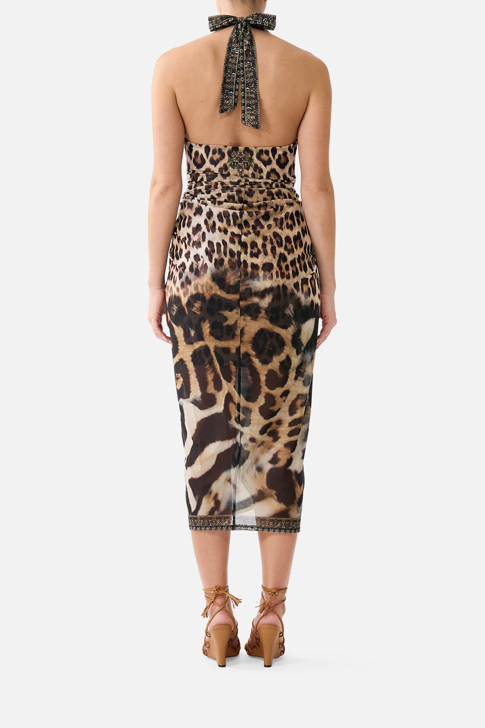 The CAMILLA Side Twist Jersey Dress Leotigra Land in our Leotigra Land print.