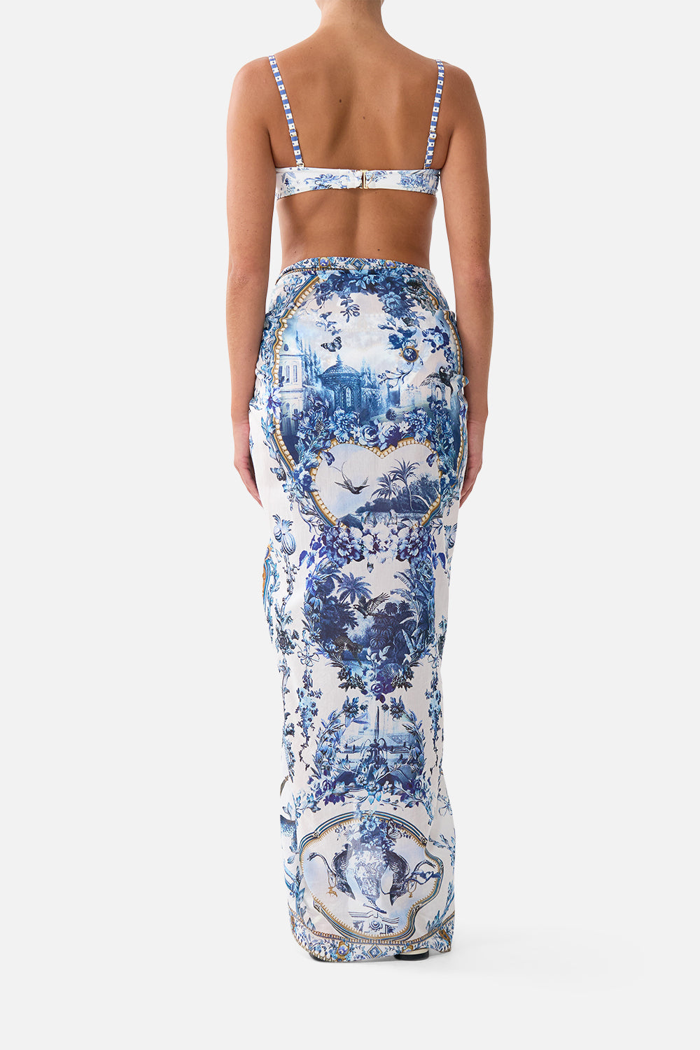 The CAMILLA Multi Wear Long Sarong The Porcelain Parlour in our The Porcelain Parlour print.