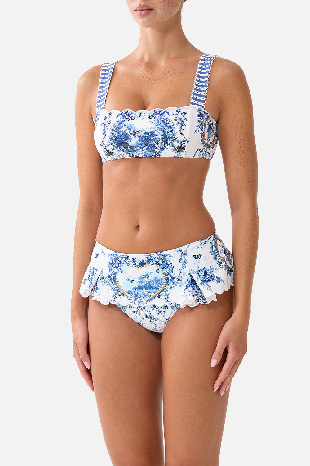 The CAMILLA Square Neck Wide Strap Bikini Top The Porcelain Parlour in our The Porcelain Parlour print.