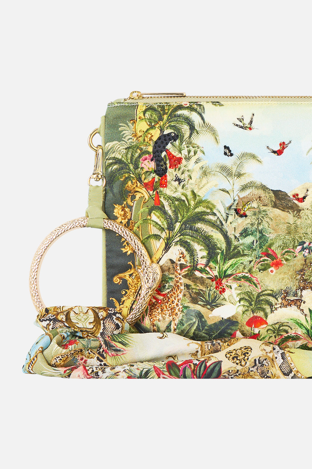 The CAMILLA Ring Scarf Clutch Wanderlust Empire in our Wanderlust Empire print.