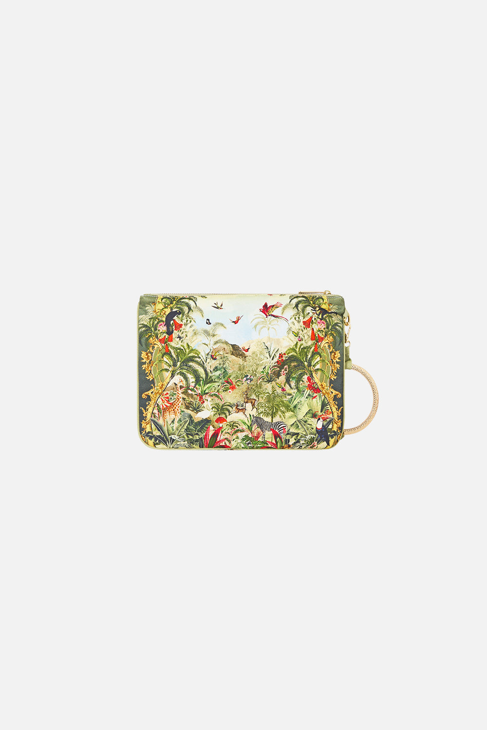 The CAMILLA Ring Scarf Clutch in our Wanderlust Empire print, fabric detail.