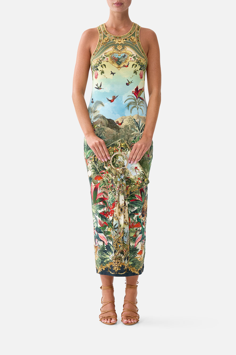 The CAMILLA Ring Scarf Clutch Wanderlust Empire in our Wanderlust Empire print.
