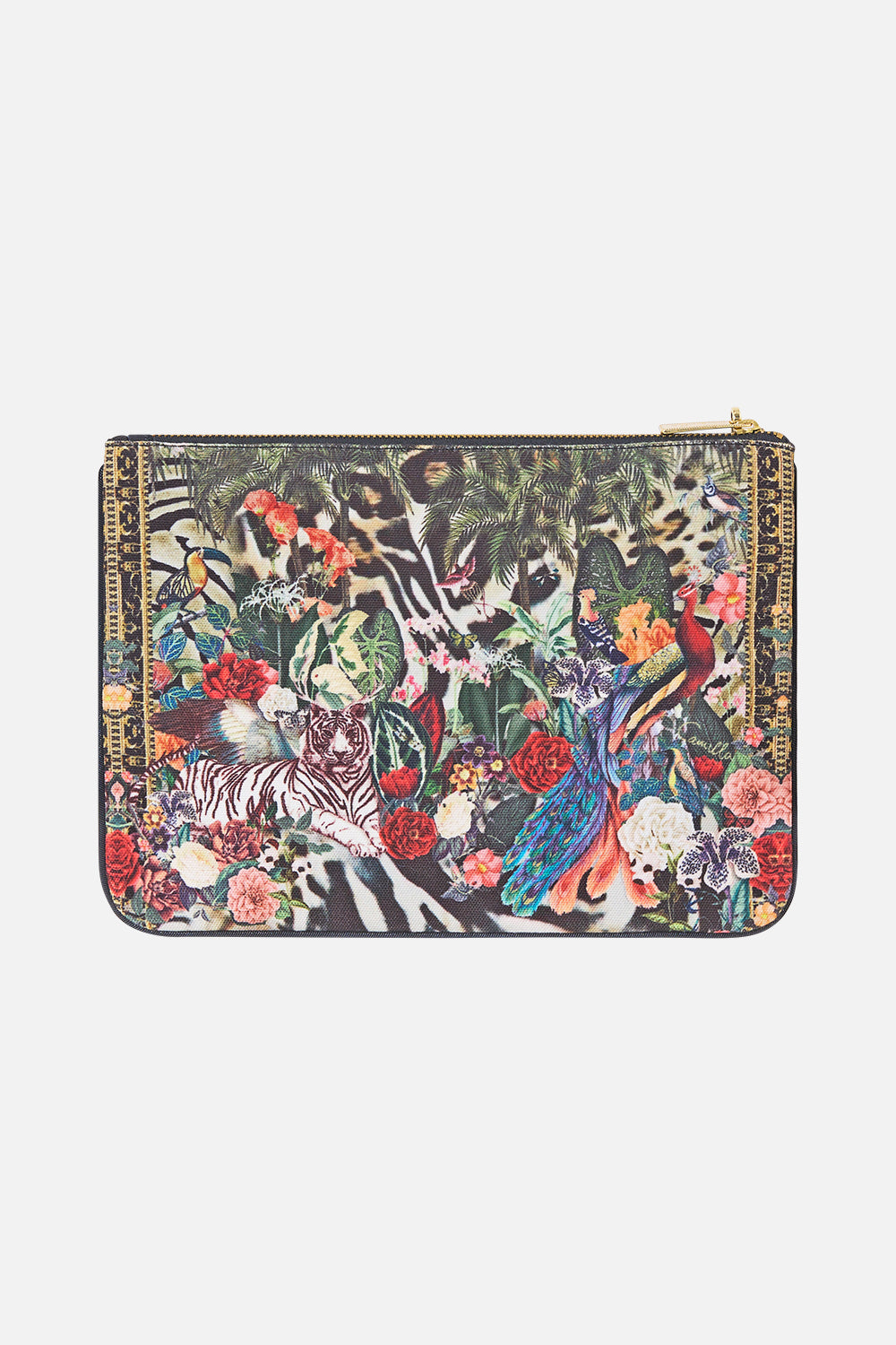 The CAMILLA Small Canvas Clutch Leotigra Land in our Leotigra Land print.