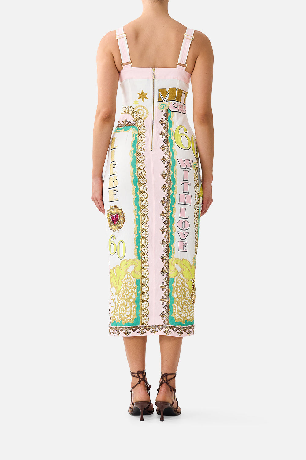 ROBE MIDI AJUSTÉE AVEC SURPIQÛRES PRIÈRES PEINTES