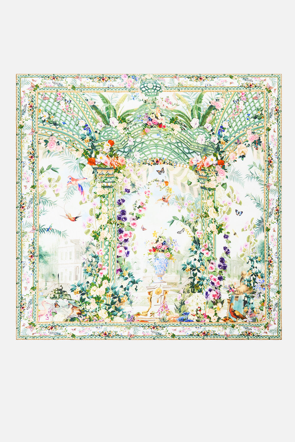 The CAMILLA LARGE CRYSTALLED SILK SQUARE SCARF ART FOR THE EMPRESS