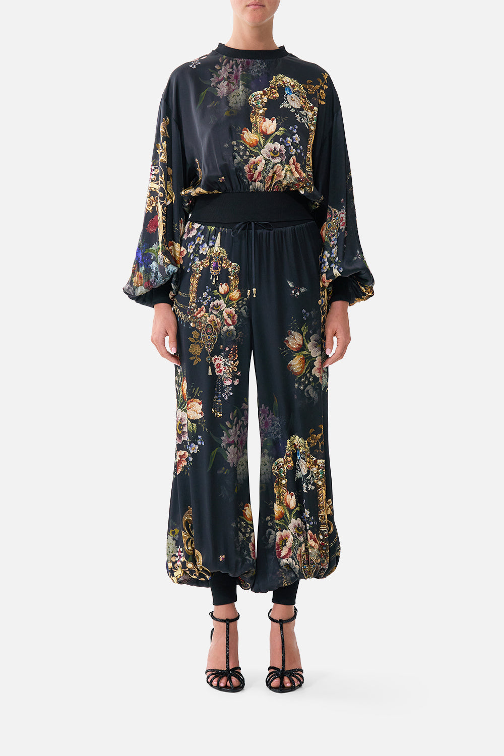 The CAMILLA ASYMMETRIC MULTI FRILL DRESS CHAMBER OF BLOOMS in our  print.