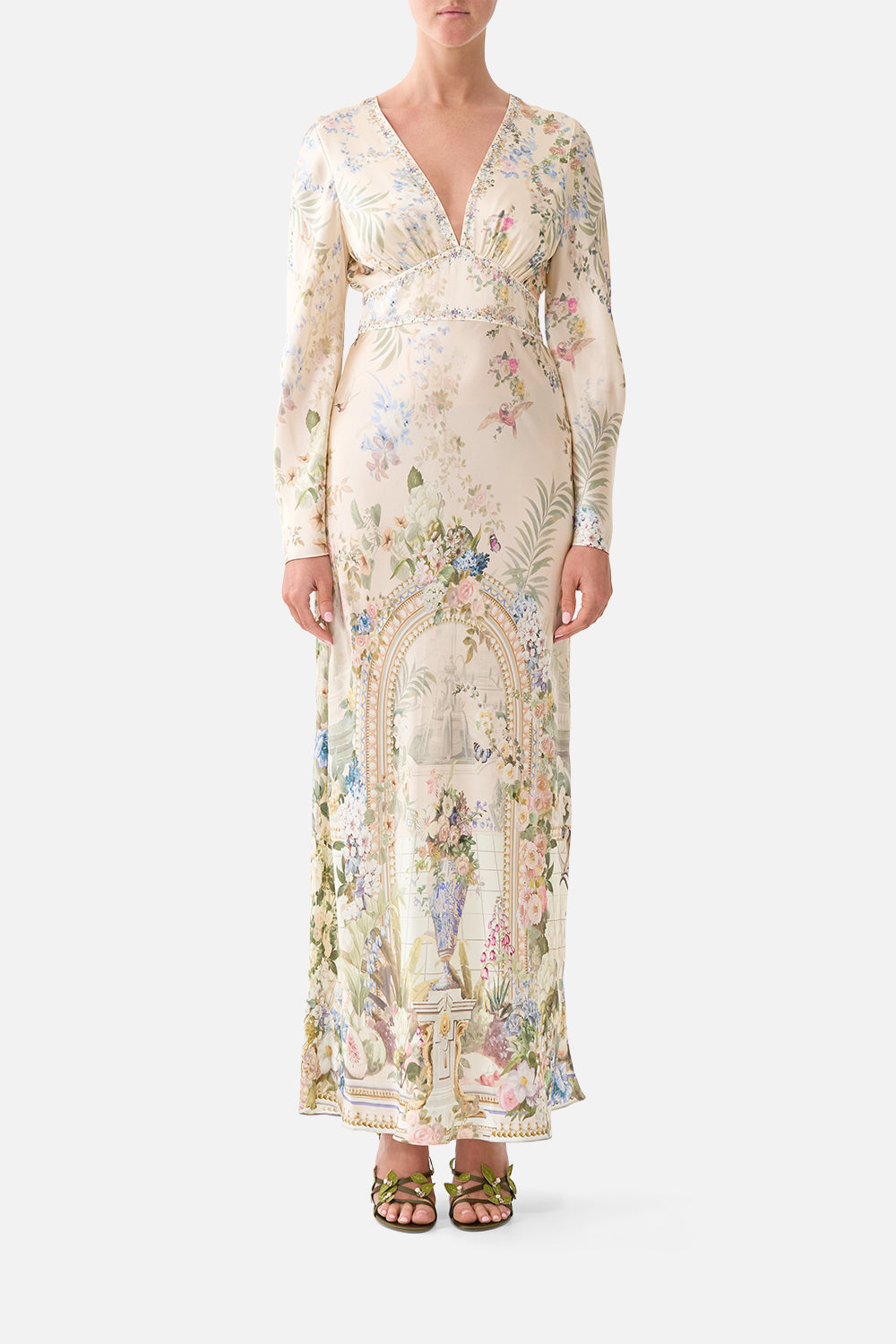 V NECK DRESS WITH FLARED SLEEVE MIDSUMMER MASTERPIECE