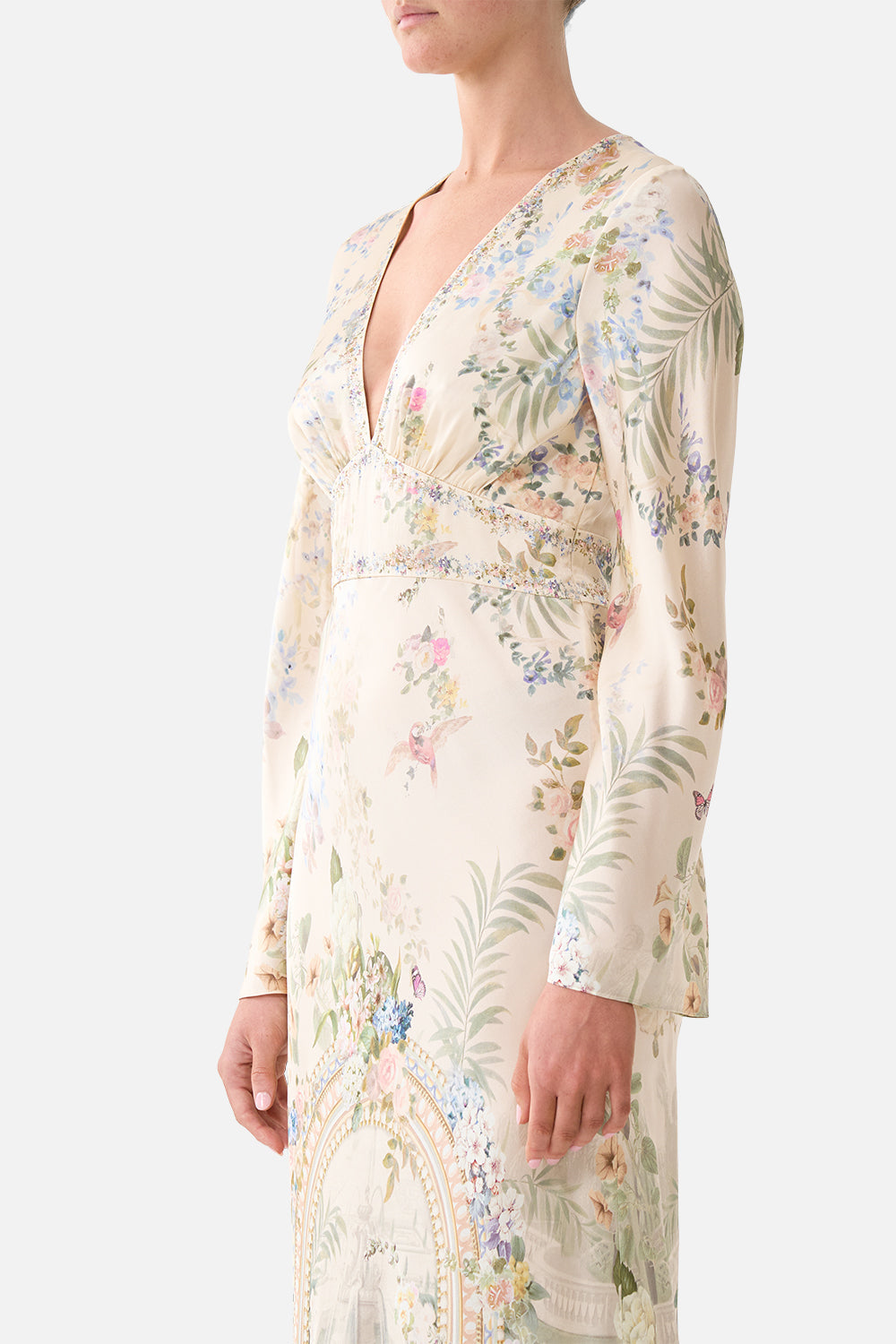 V NECK DRESS WITH FLARED SLEEVE MIDSUMMER MASTERPIECE