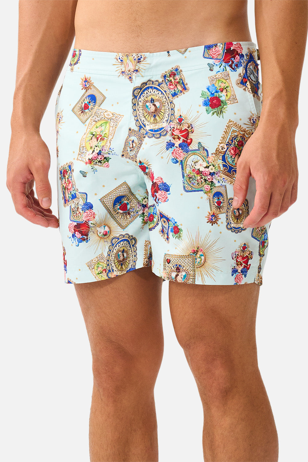 BOARDSHORTS MI-LONGS À TAILLE FIXE FAÇON VINTAGE