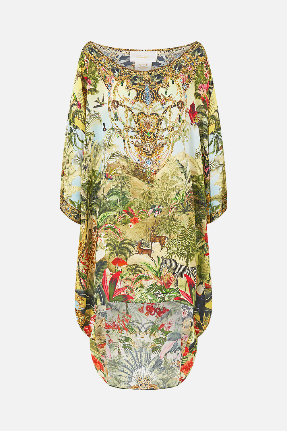 The CAMILLA Scoop Back Hem Dress Wanderlust Empire in our Wanderlust Empire print.