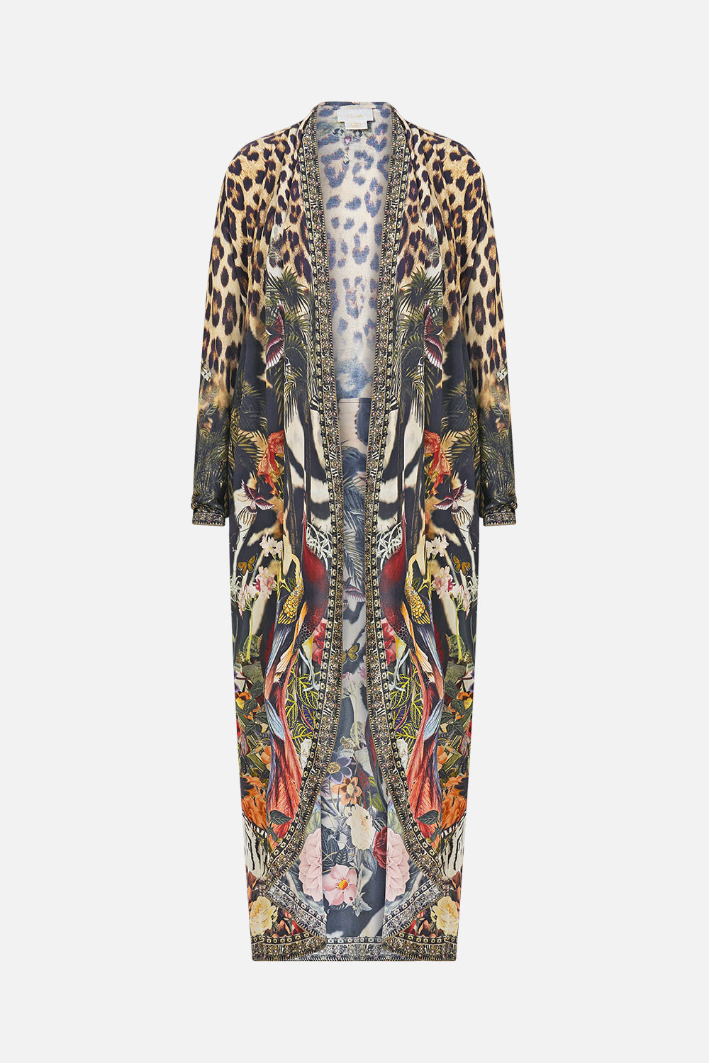 The CAMILLA Long Casual Jacket With Pockets Leotigra Land in our Leotigra Land print.