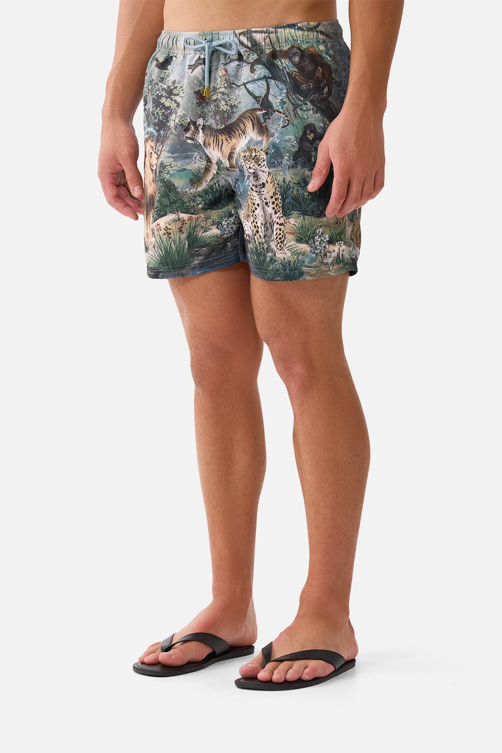 The CAMILLA MID LENGTH BOARDSHORT WITH ELASTIC WAIST ANIMALS IN THE PALACE