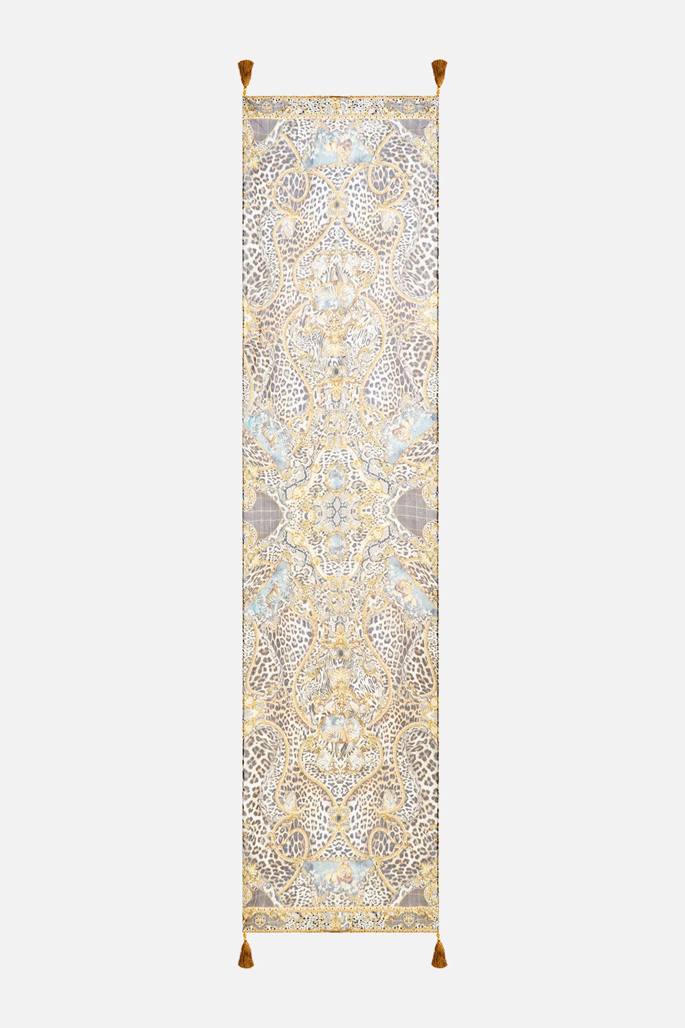 LONGUE ÉCHARPE EN CHIFFON DE SOIE PLISSÉ LÉOPARD LIBERTINE