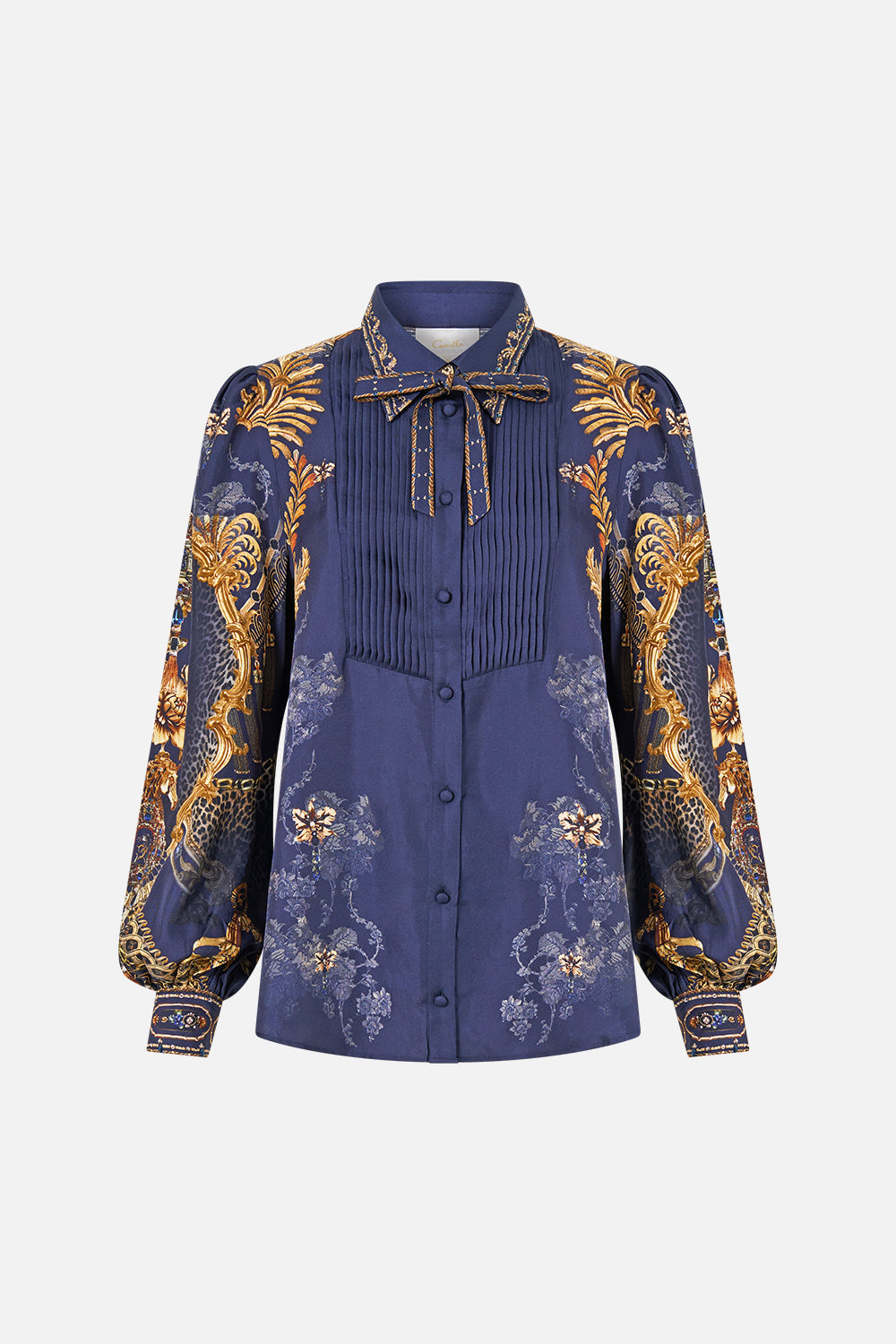 COLLARED SHIRT WITH PINTUCKS CLOAKED IN BAROQUE