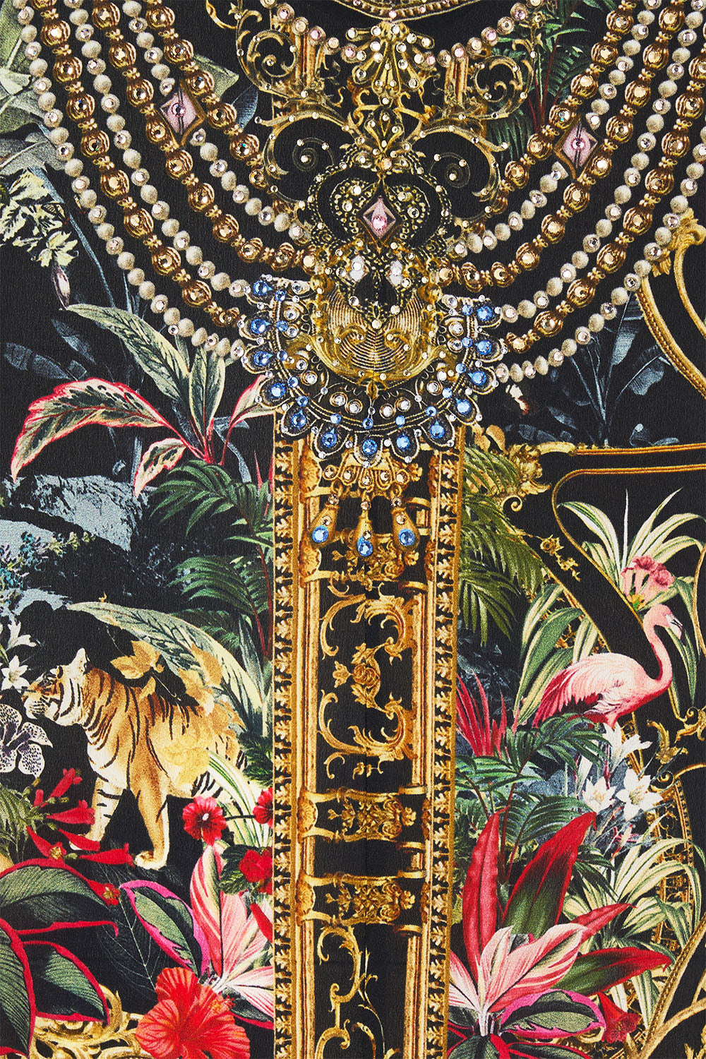 The CAMILLA V Neck Midi Slip Dress Palace Zoology in our Palace Zoology print.