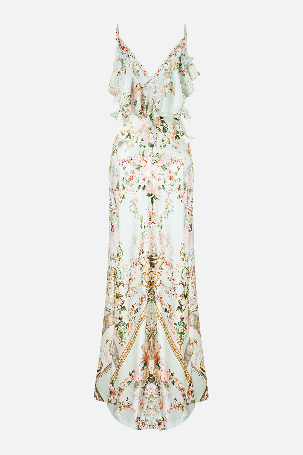 ROBE NUISANCE BIAIS COL V AVEC VOLANT DOS MOTIF WILDFLOWER WUNDERLAND