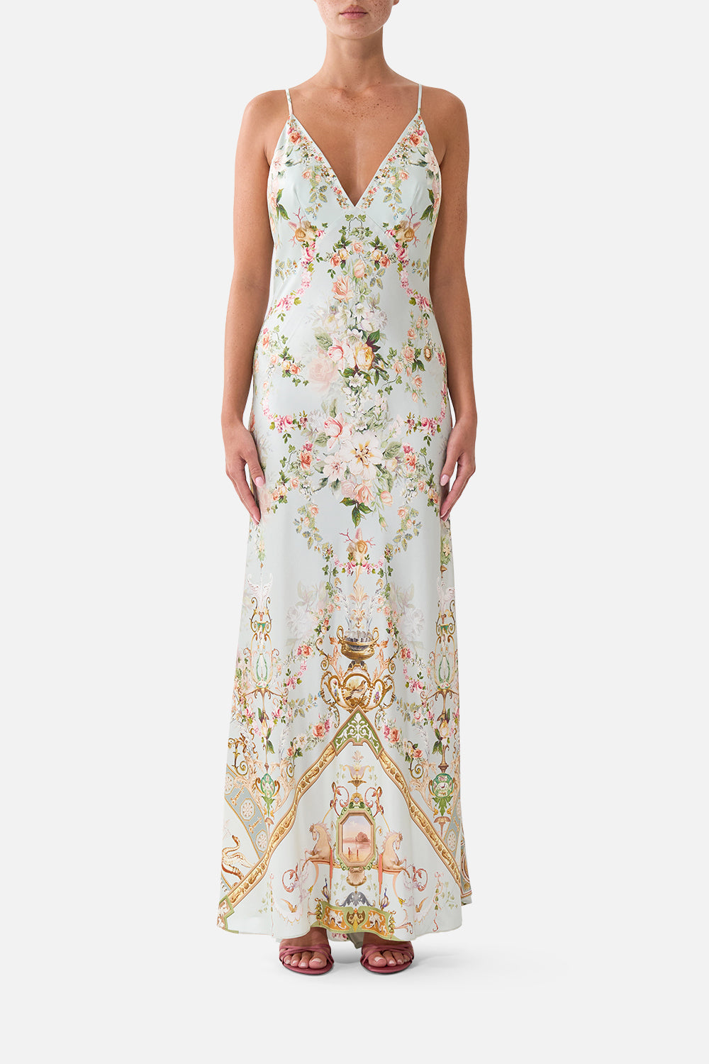 ROBE NUISANCE BIAIS COL V AVEC VOLANT DOS MOTIF WILDFLOWER WUNDERLAND