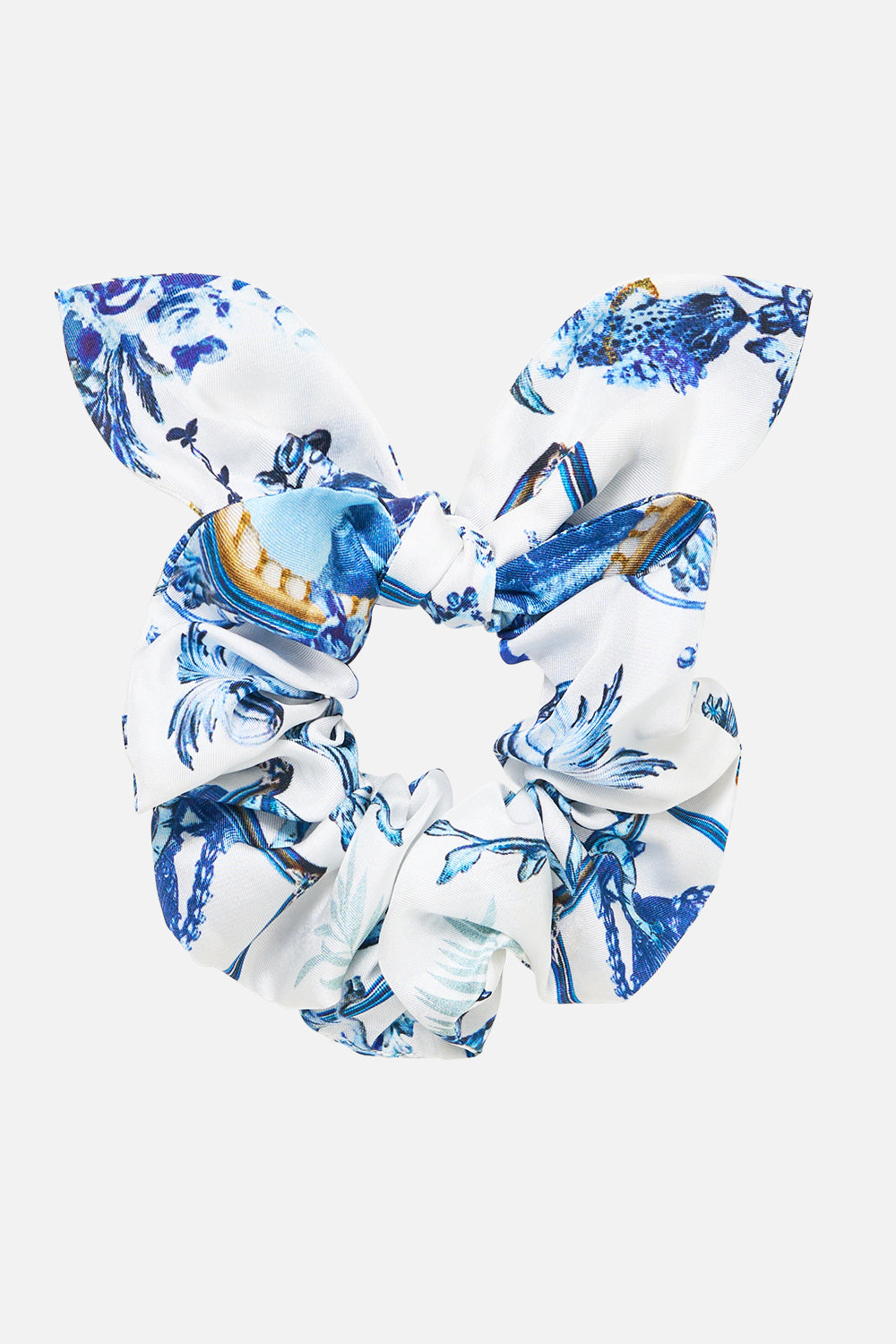 The CAMILLA Scrunchie With Tie The Porcelain Parlour in our The Porcelain Parlour print.