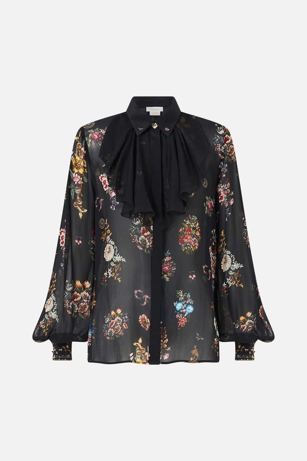 CHEMISE À COL AVEC DÉTAIL VOLANTÉ AU NIVEAU DU COL NUIT AU JARDIN