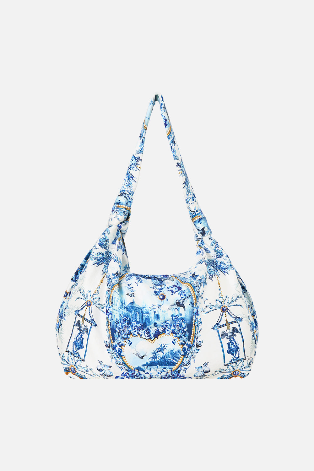 The CAMILLA Slouch Shoulder Bag With Knot Details The Porcelain Parlour in our The Porcelain Parlour print.