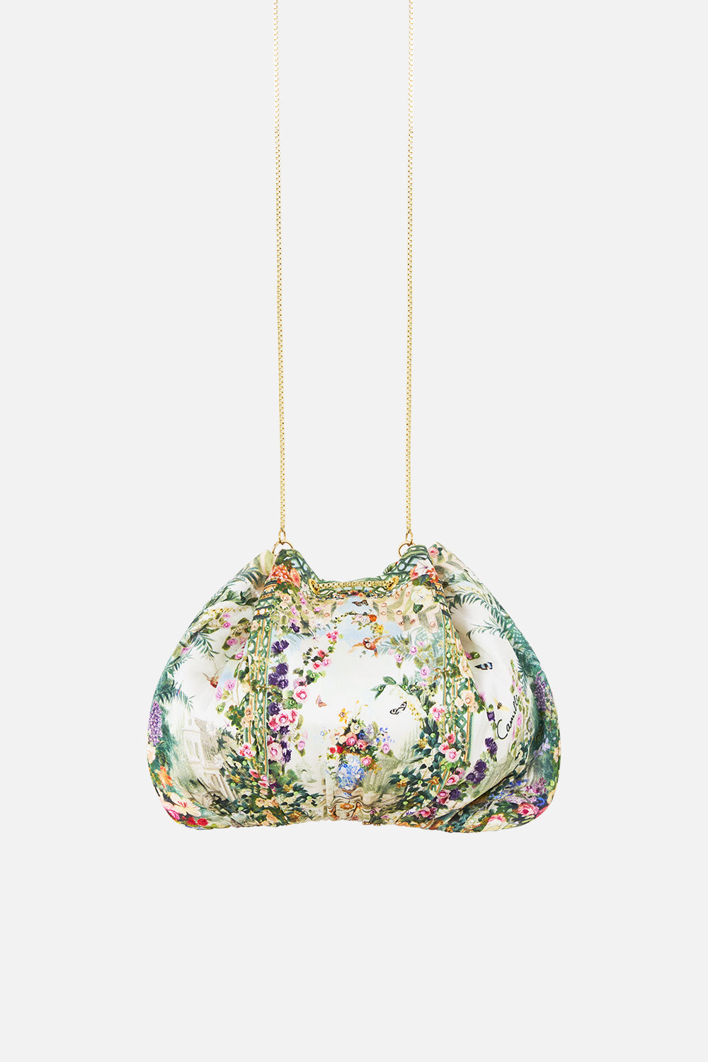 The CAMILLA DRAWSTRING POUCH BAG WITH CHAIN STRAP ART FOR THE EMPRESS
