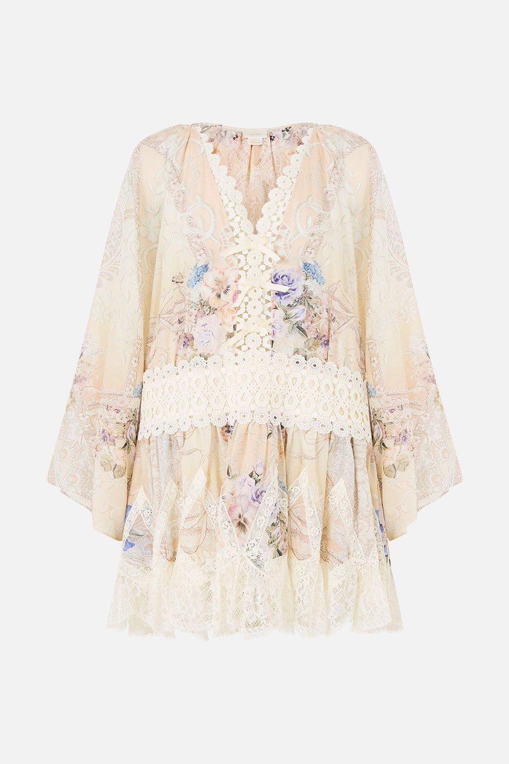 RELAXED SHORT DRESS WITH DROPPED WAIST LACED WITH LOVE
