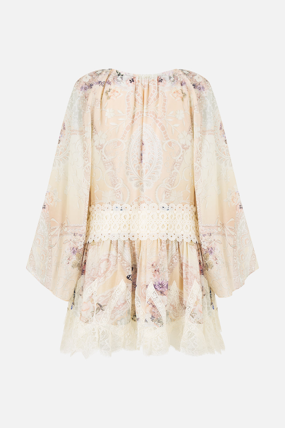 RELAXED SHORT DRESS WITH DROPPED WAIST LACED WITH LOVE